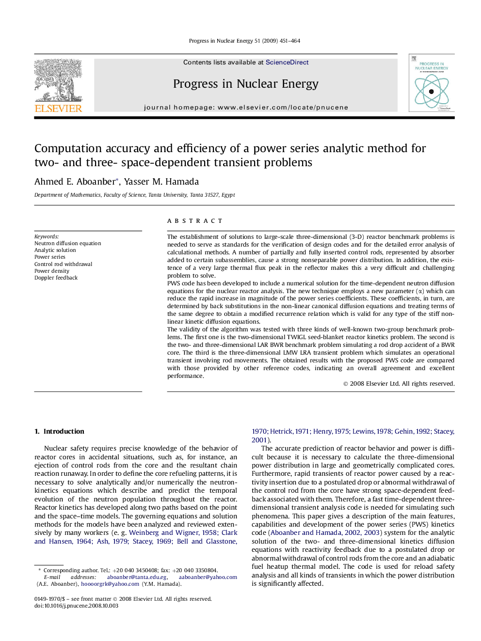 Computation accuracy and efficiency of a power series analytic method for two- and three- space-dependent transient problems