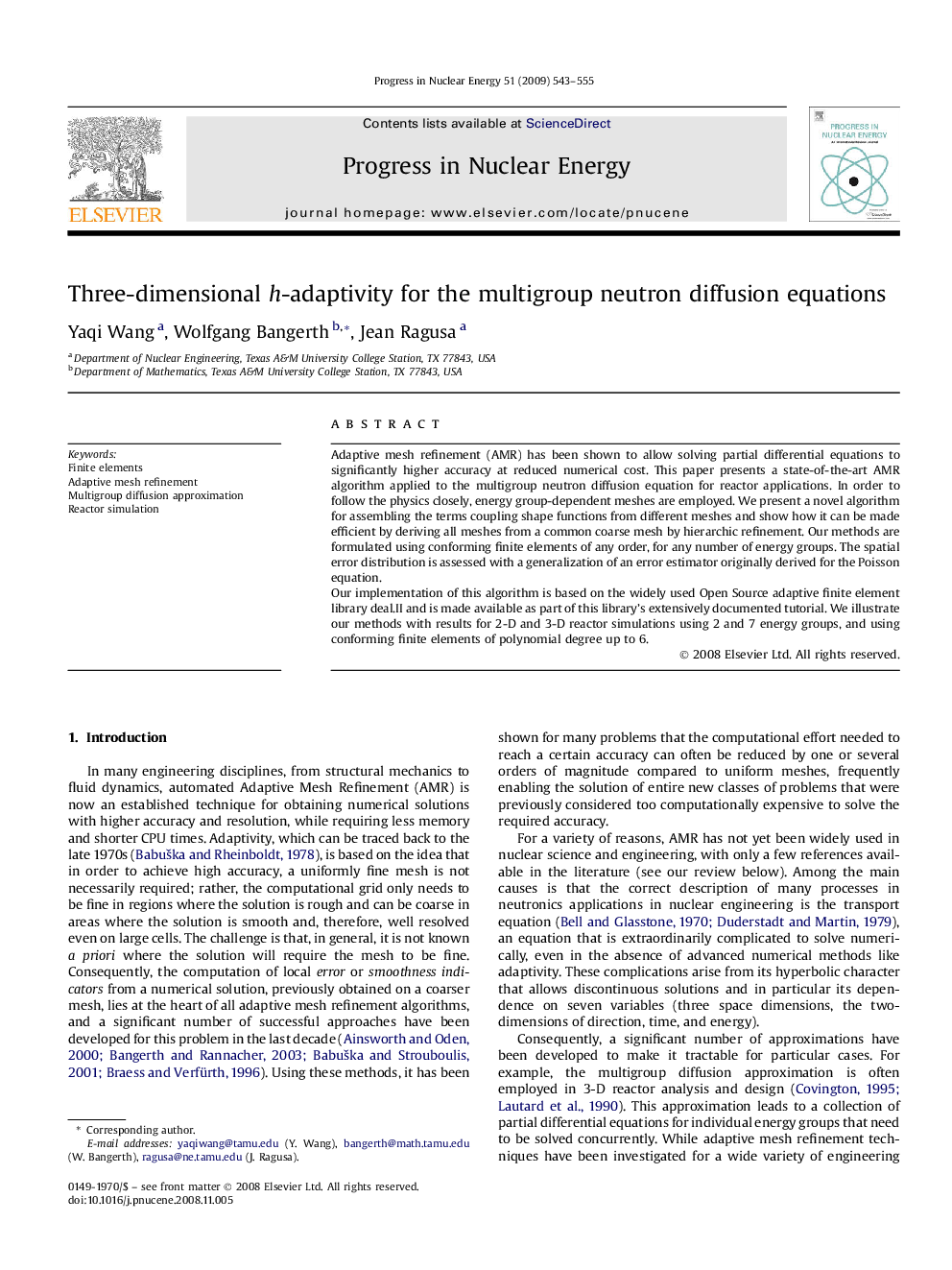 Three-dimensional h-adaptivity for the multigroup neutron diffusion equations