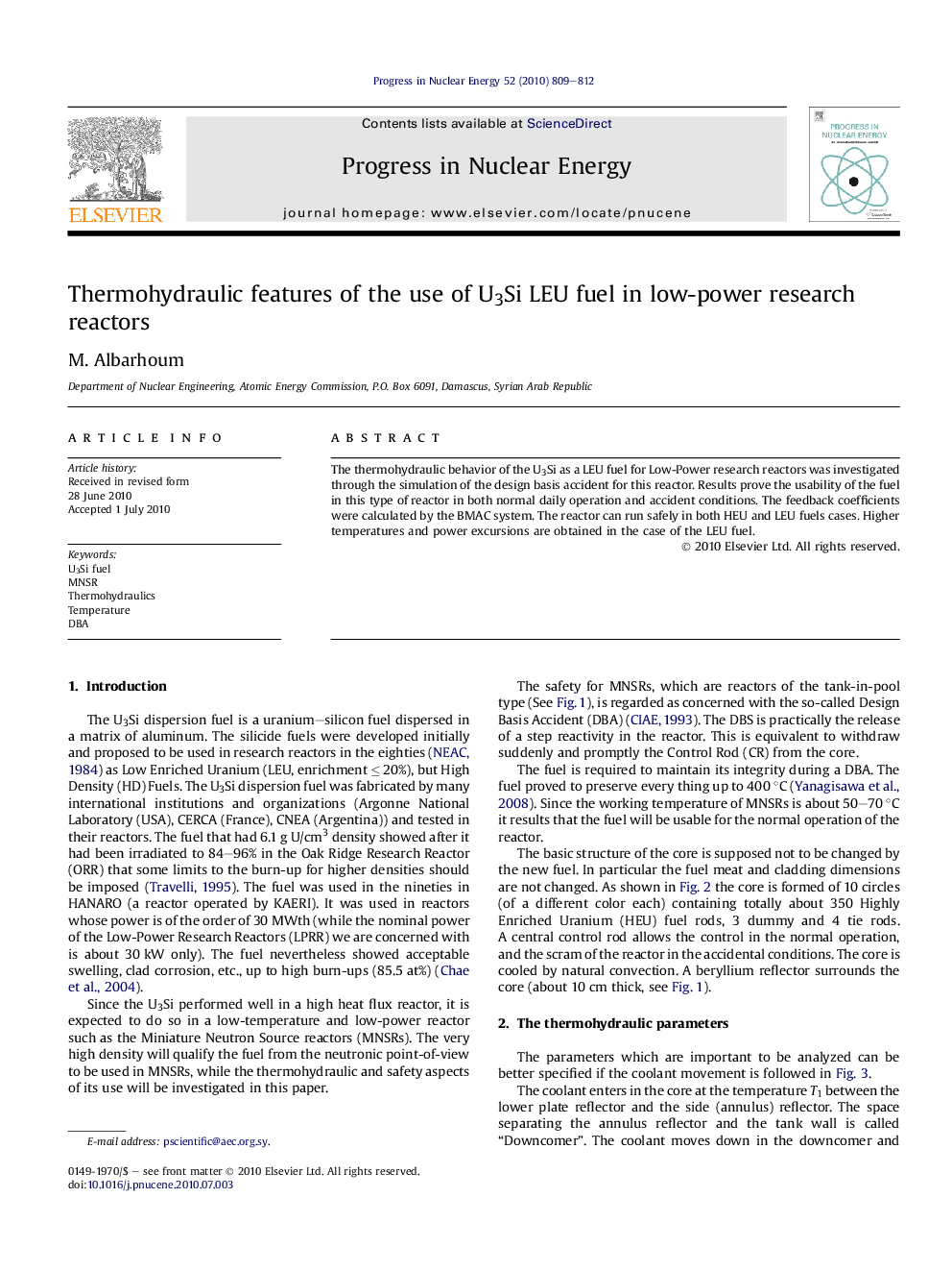 Thermohydraulic features of the use of U3Si LEU fuel in low-power research reactors