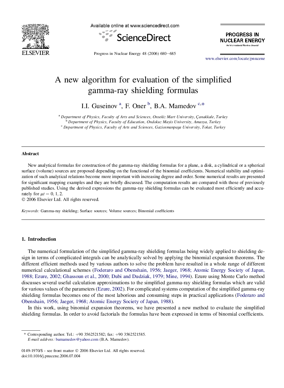 A new algorithm for evaluation of the simplified gamma-ray shielding formulas