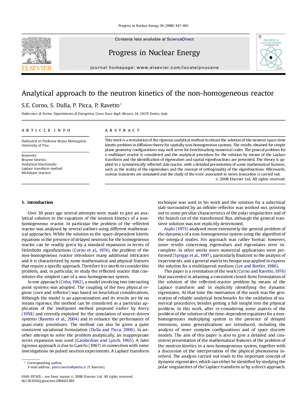 Analytical approach to the neutron kinetics of the non-homogeneous reactor