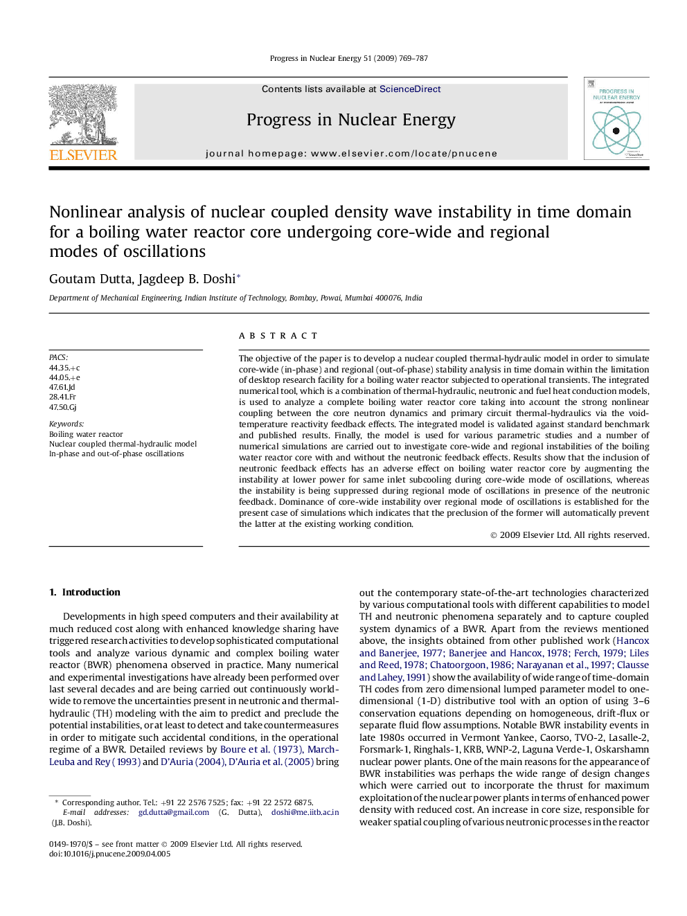 Nonlinear analysis of nuclear coupled density wave instability in time domain for a boiling water reactor core undergoing core-wide and regional modes of oscillations