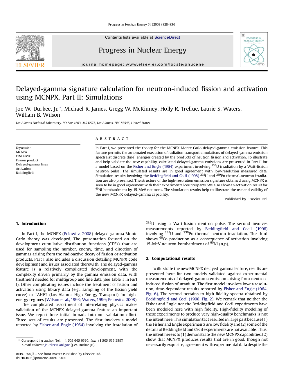 Delayed-gamma signature calculation for neutron-induced fission and activation using MCNPX. Part II: Simulations