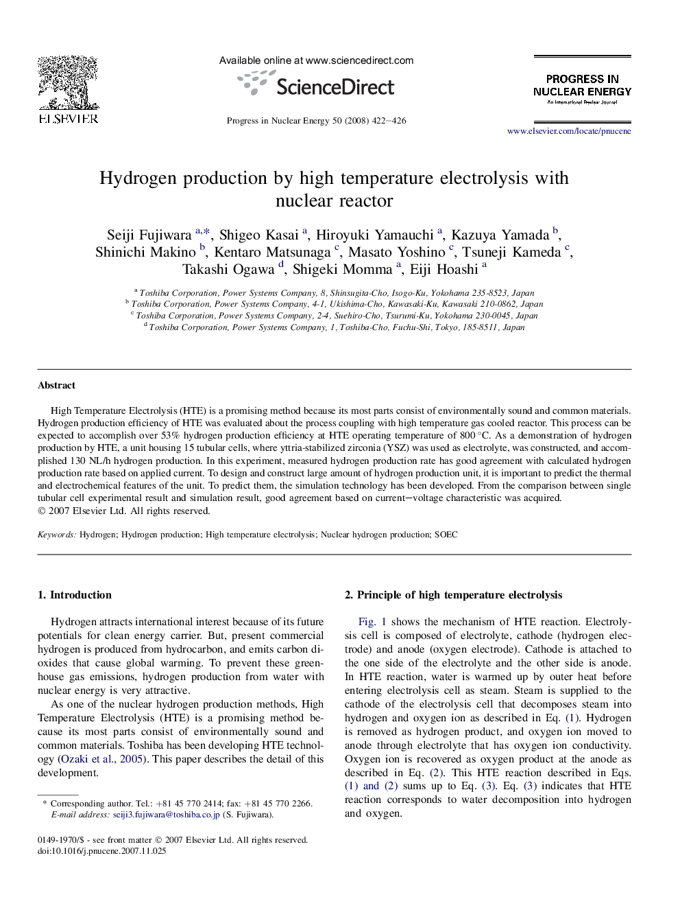 Hydrogen production by high temperature electrolysis with nuclear reactor