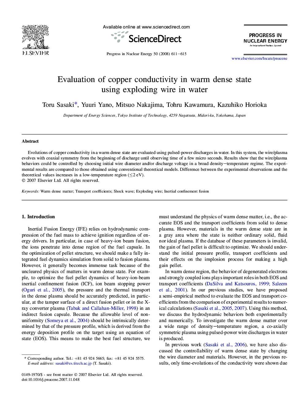 Evaluation of copper conductivity in warm dense state using exploding wire in water