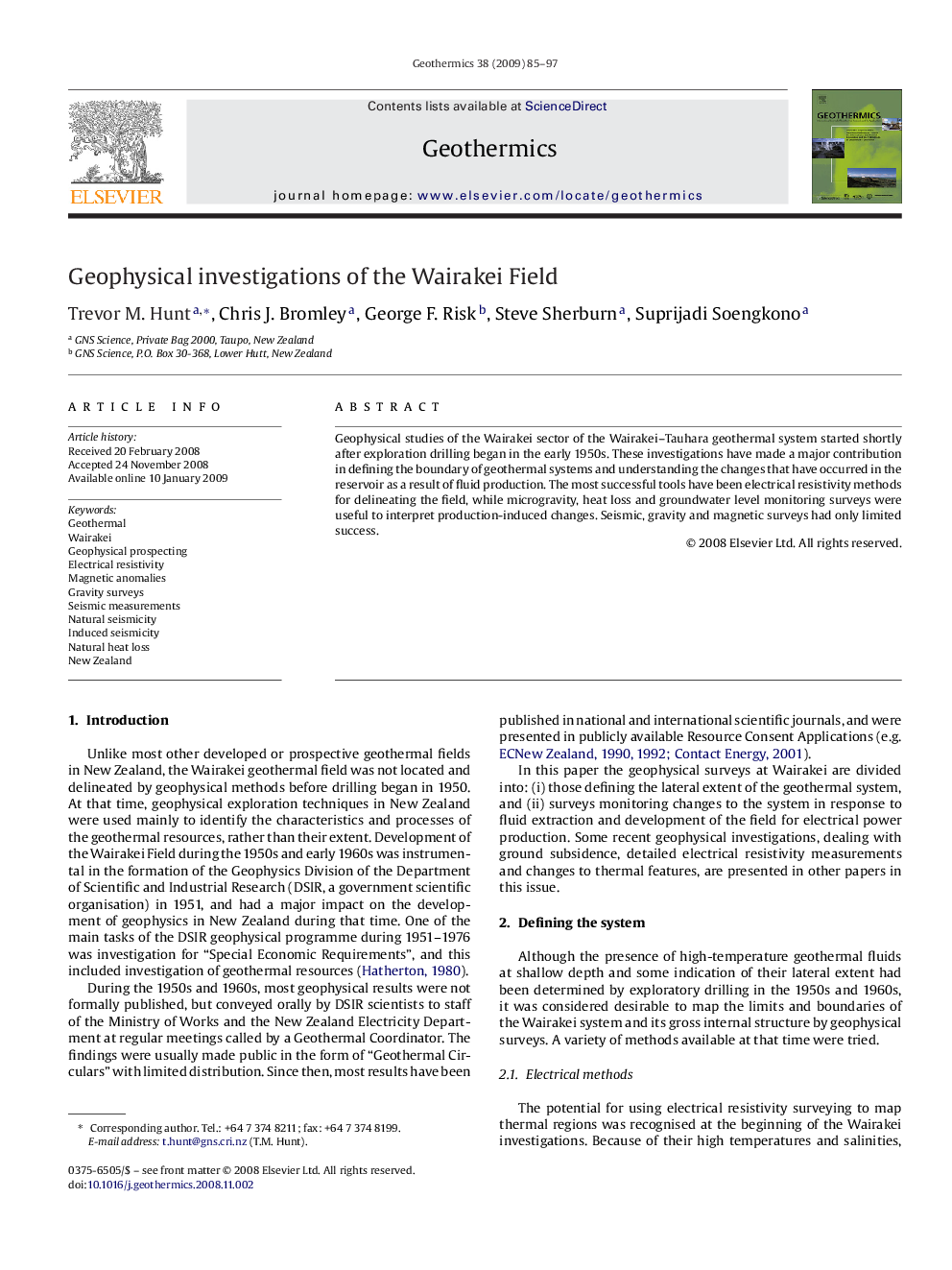 Geophysical investigations of the Wairakei Field