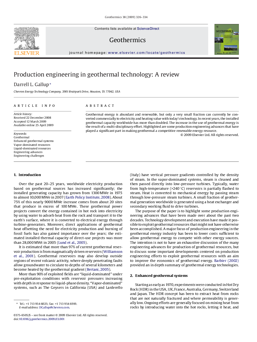 Production engineering in geothermal technology: A review