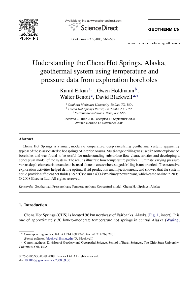 Understanding the Chena Hot Springs, Alaska, geothermal system using temperature and pressure data from exploration boreholes