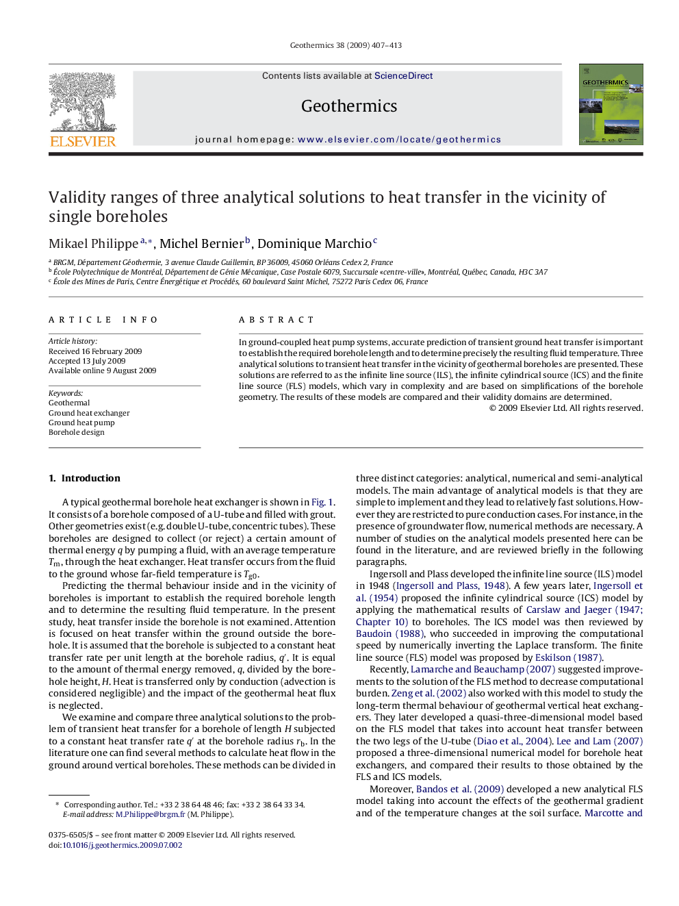 Validity ranges of three analytical solutions to heat transfer in the vicinity of single boreholes