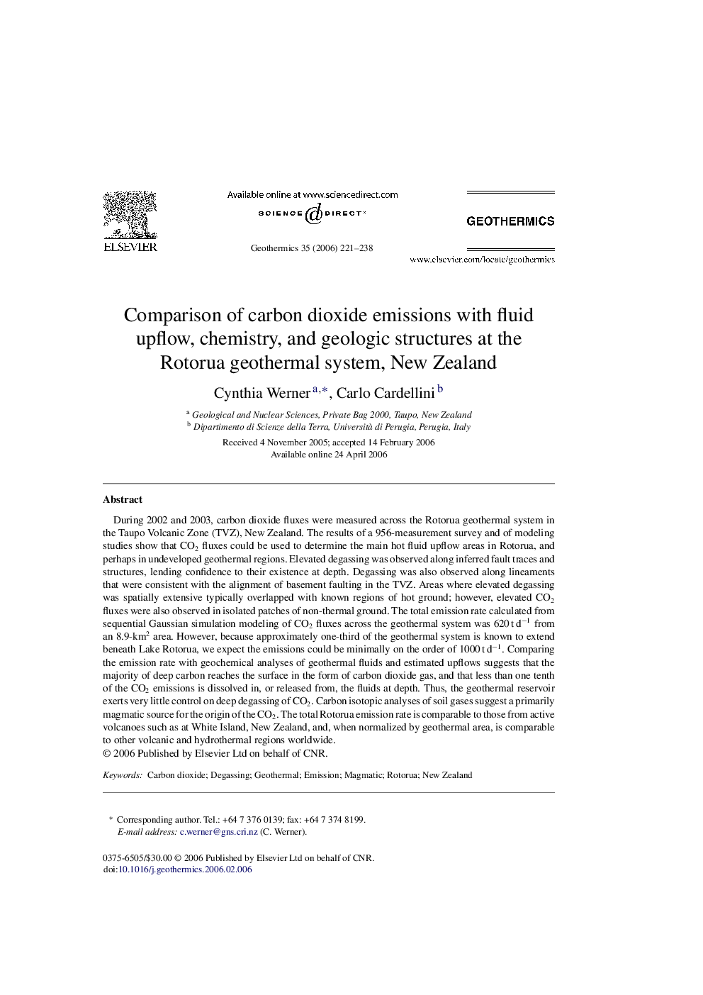 Comparison of carbon dioxide emissions with fluid upflow, chemistry, and geologic structures at the Rotorua geothermal system, New Zealand