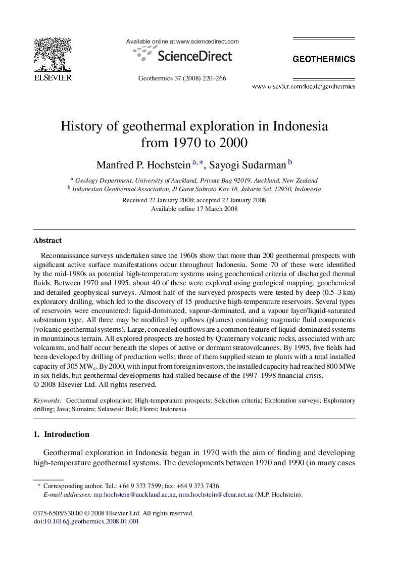 History of geothermal exploration in Indonesia from 1970 to 2000