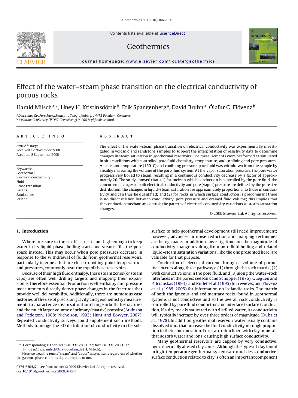 Effect of the water–steam phase transition on the electrical conductivity of porous rocks