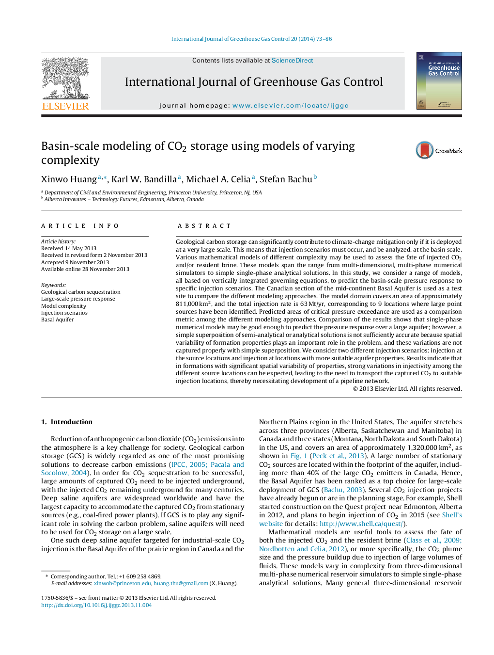 Basin-scale modeling of CO2 storage using models of varying complexity