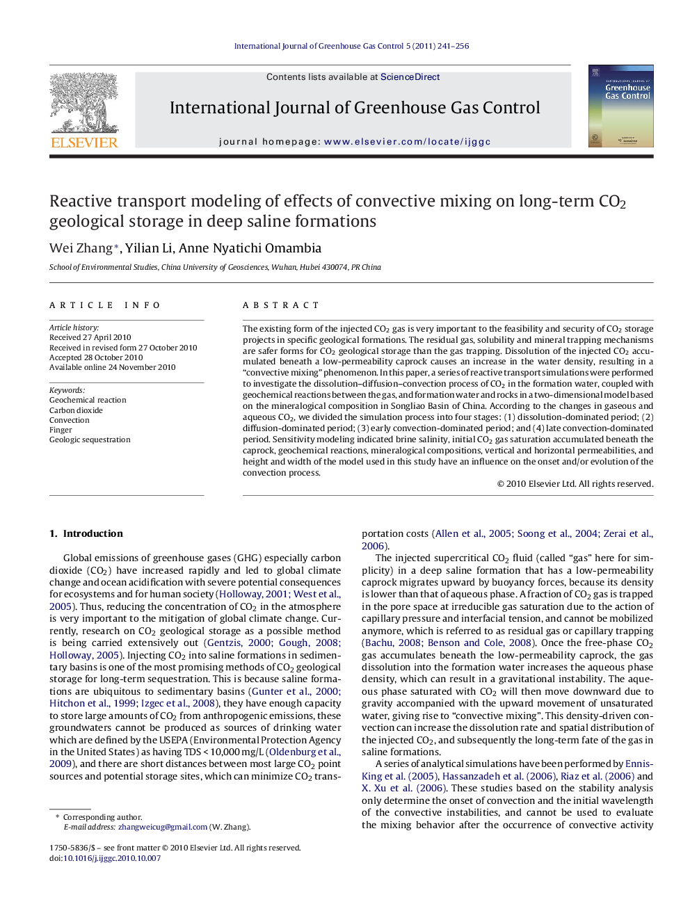 Reactive transport modeling of effects of convective mixing on long-term CO2 geological storage in deep saline formations