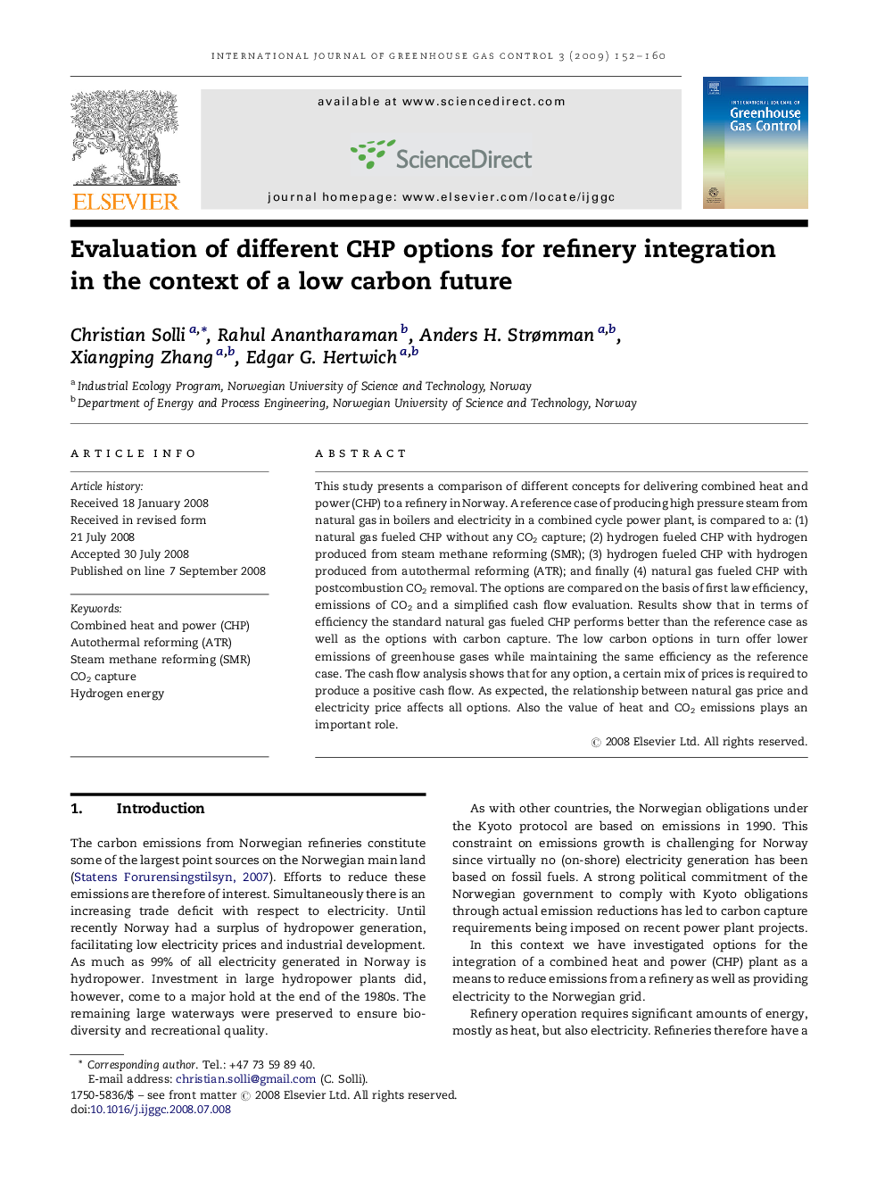 عکس صفحه اول مقاله: Evaluation of different CHP options for refinery integration in the context of a low carbon future Evaluation of different CHP options for refinery integration in the context of a low carbon future