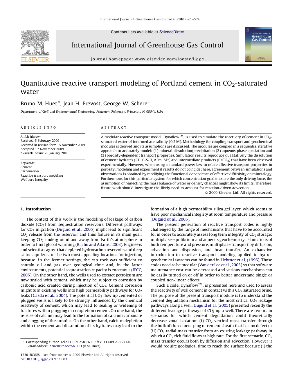 Quantitative reactive transport modeling of Portland cement in CO2-saturated water