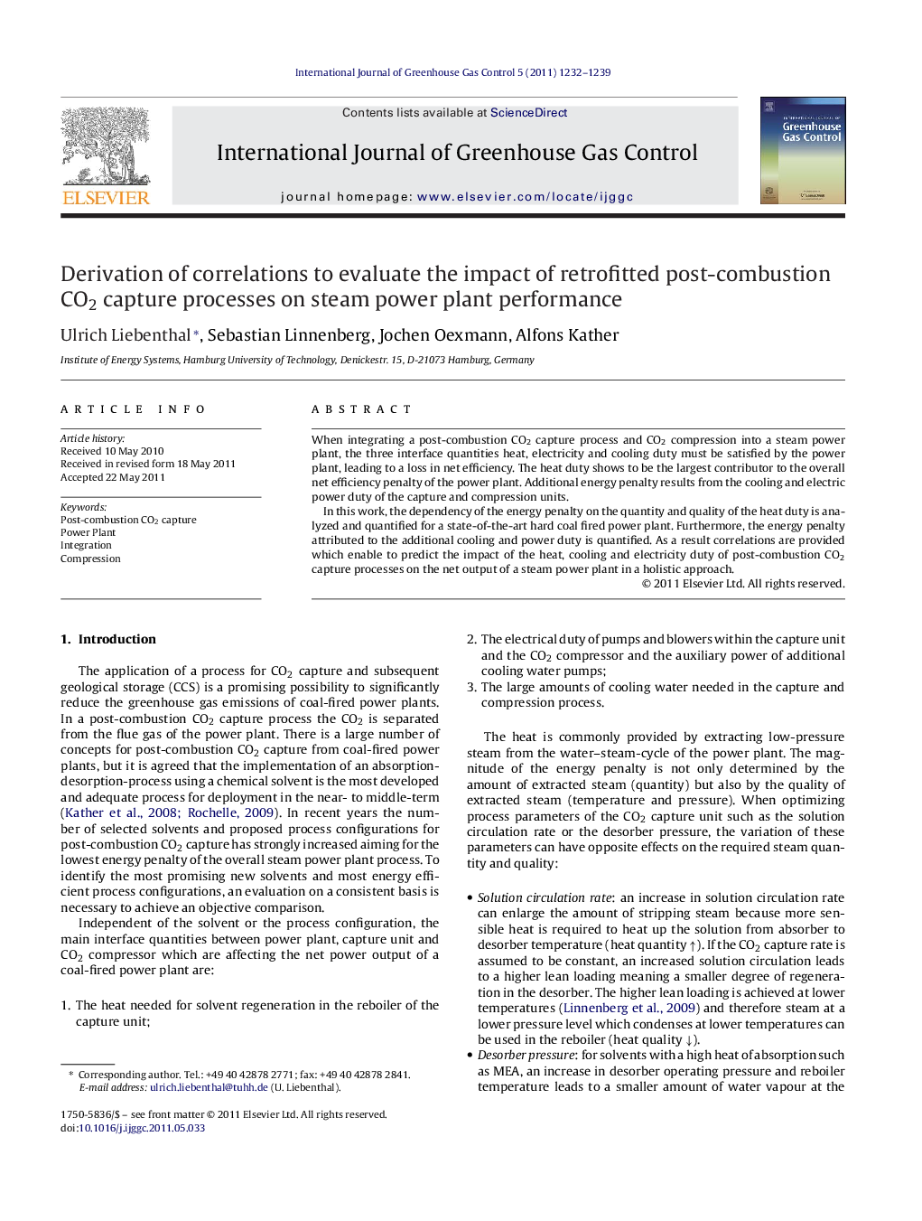 Derivation of correlations to evaluate the impact of retrofitted post-combustion CO2 capture processes on steam power plant performance