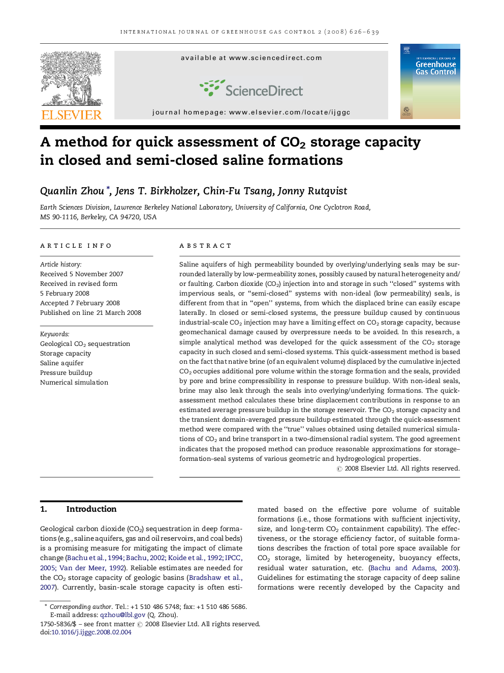 A method for quick assessment of CO2 storage capacity in closed and semi-closed saline formations