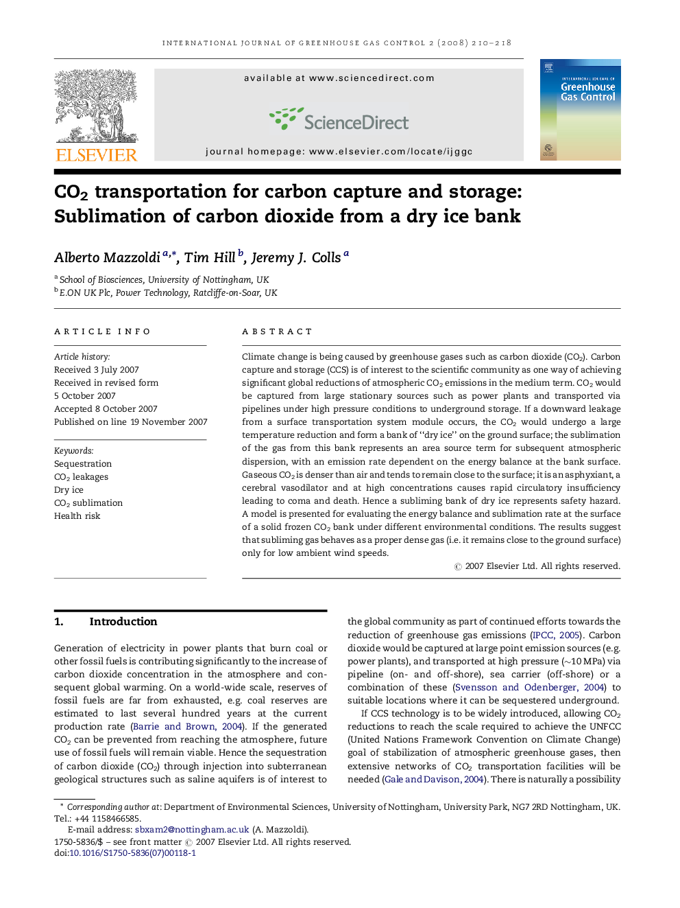 CO2 transportation for carbon capture and storage: Sublimation of carbon dioxide from a dry ice bank