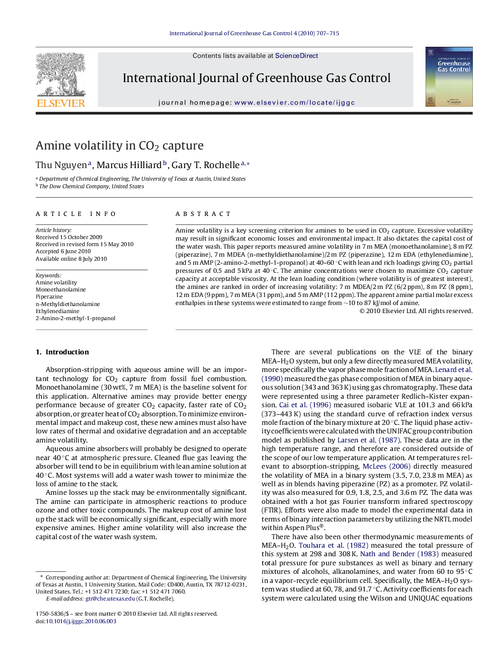 Amine volatility in CO2 capture