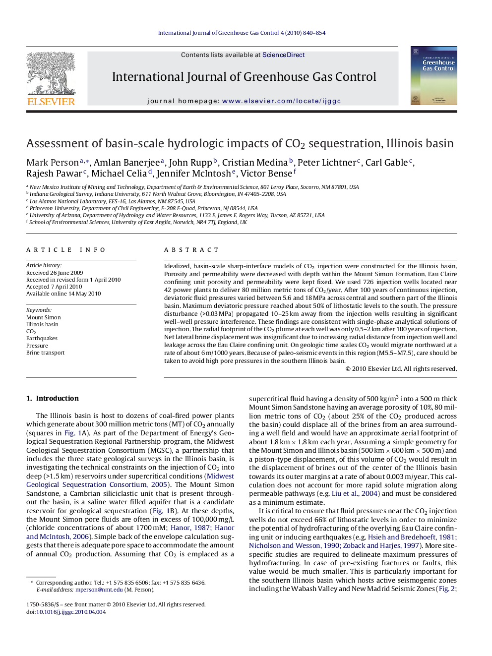 Assessment of basin-scale hydrologic impacts of CO2 sequestration, Illinois basin