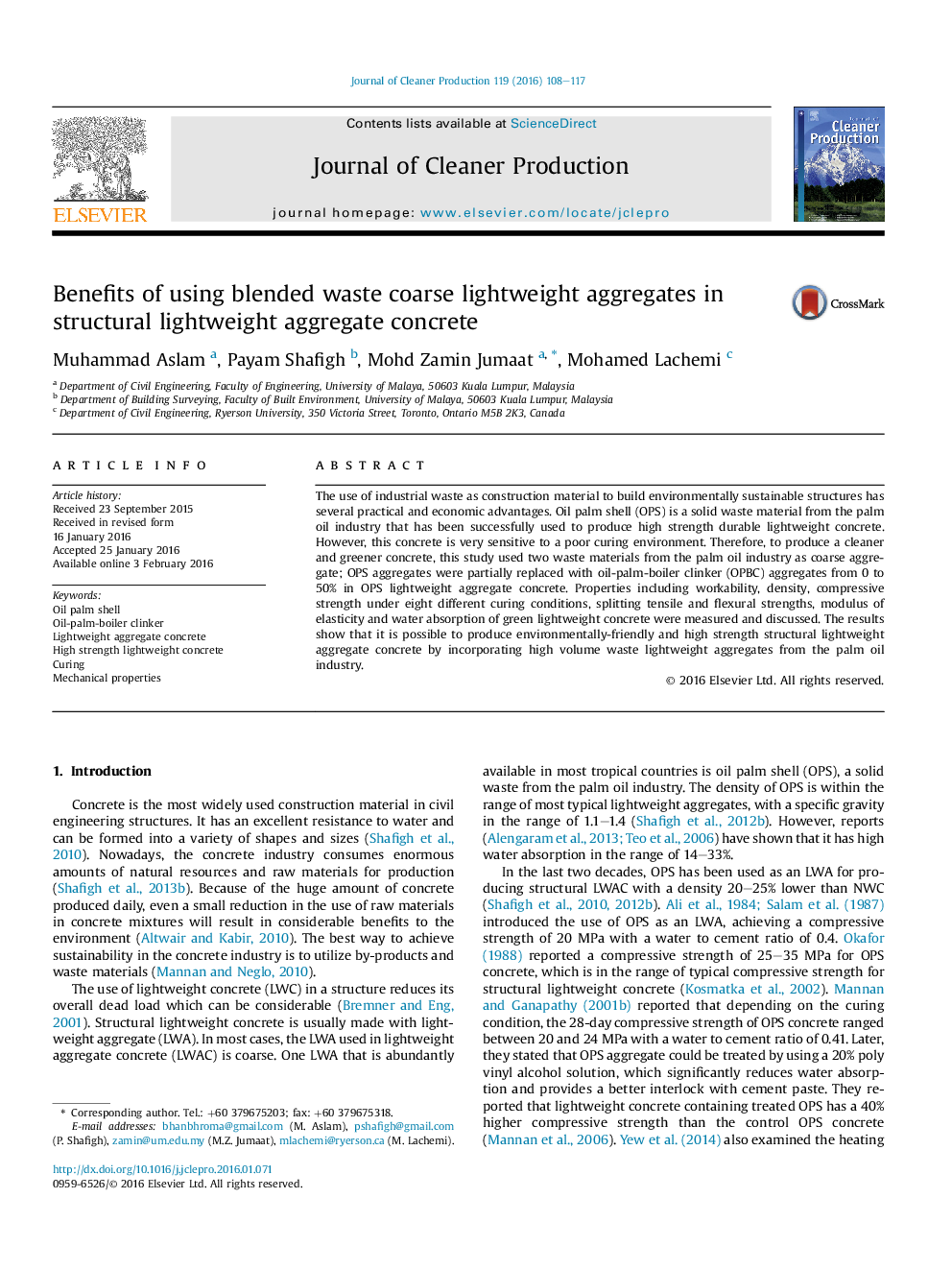 Benefits of using blended waste coarse lightweight aggregates in structural lightweight aggregate concrete