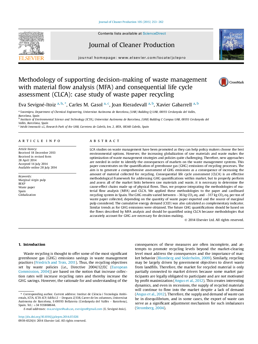 Methodology of supporting decision-making of waste management with material flow analysis (MFA) and consequential life cycle assessment (CLCA): case study of waste paper recycling