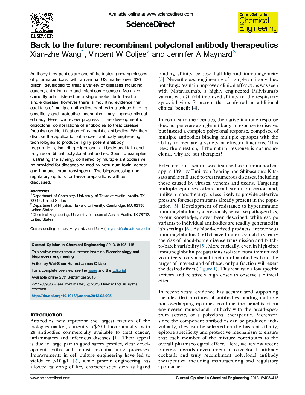 Back to the future: recombinant polyclonal antibody therapeutics