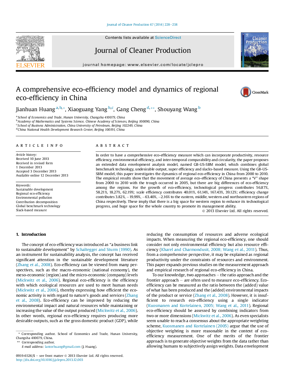 A comprehensive eco-efficiency model and dynamics of regional eco-efficiency in China