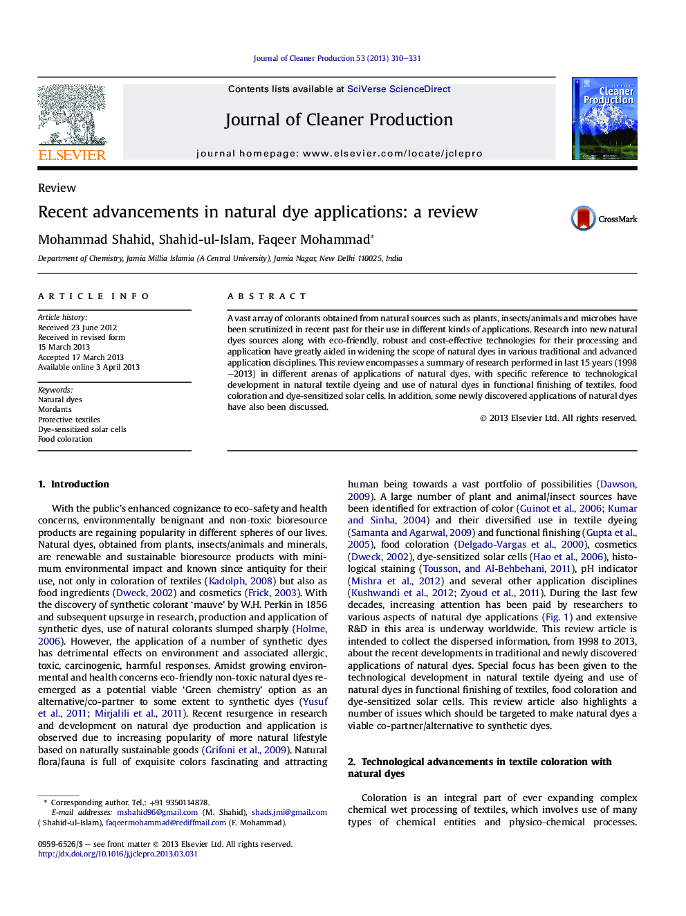 Recent advancements in natural dye applications: a review