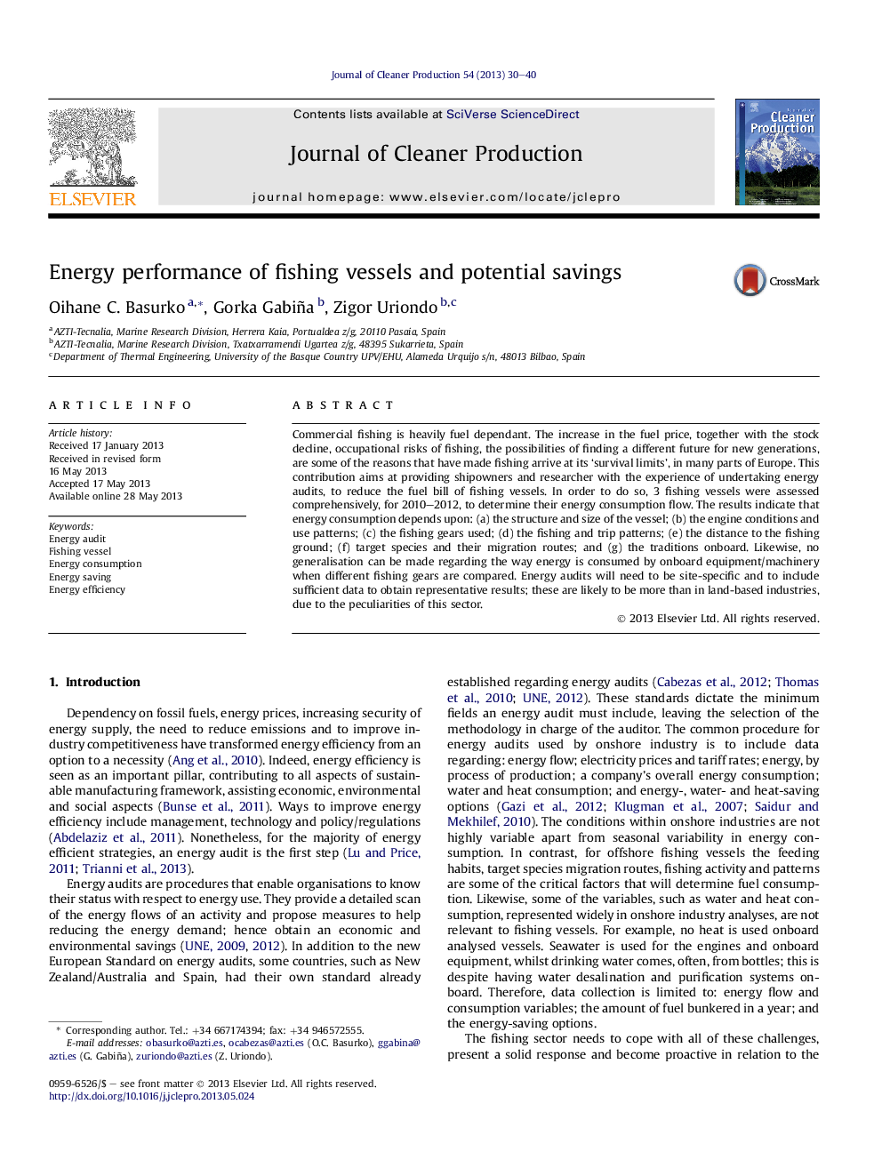 عکس صفحه اول مقاله: Energy performance of fishing vessels and potential savings Energy performance of fishing vessels and potential savings