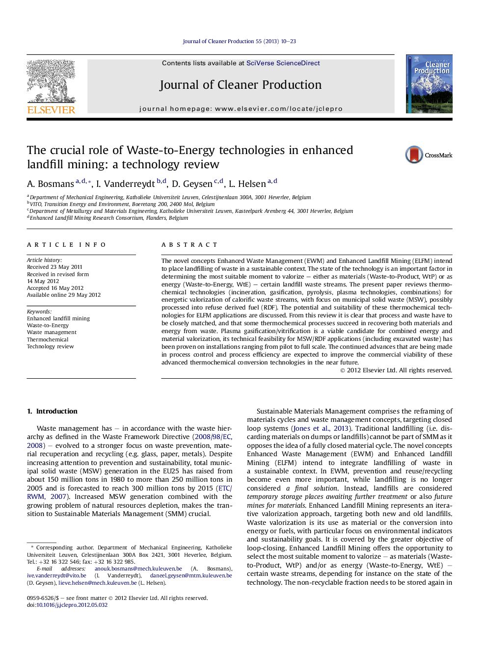 The crucial role of Waste-to-Energy technologies in enhanced landfill mining: a technology review