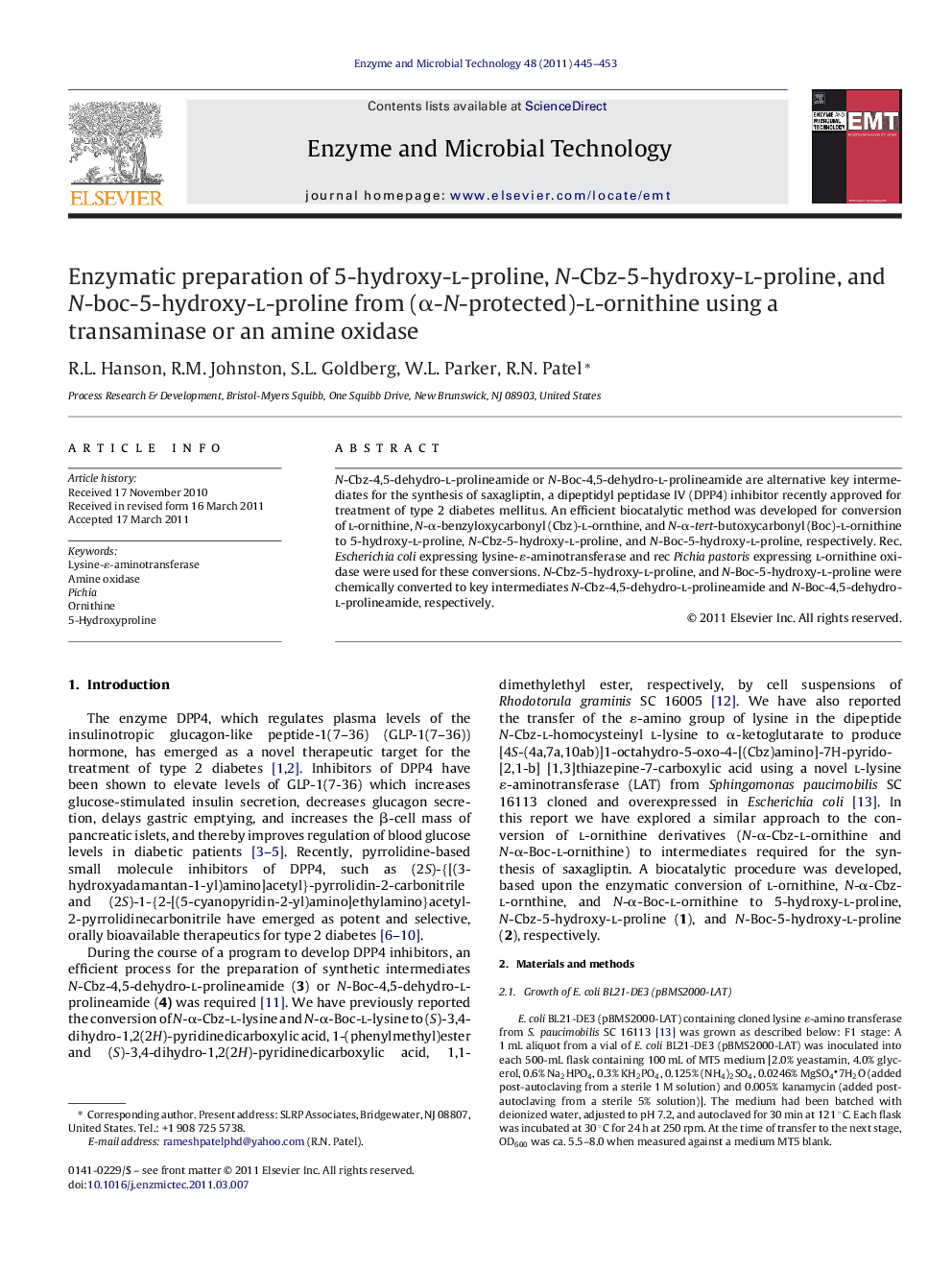 Enzymatic preparation of 5-hydroxy-l-proline, N-Cbz-5-hydroxy-l-proline, and N-boc-5-hydroxy-l-proline from (α-N-protected)-l-ornithine using a transaminase or an amine oxidase