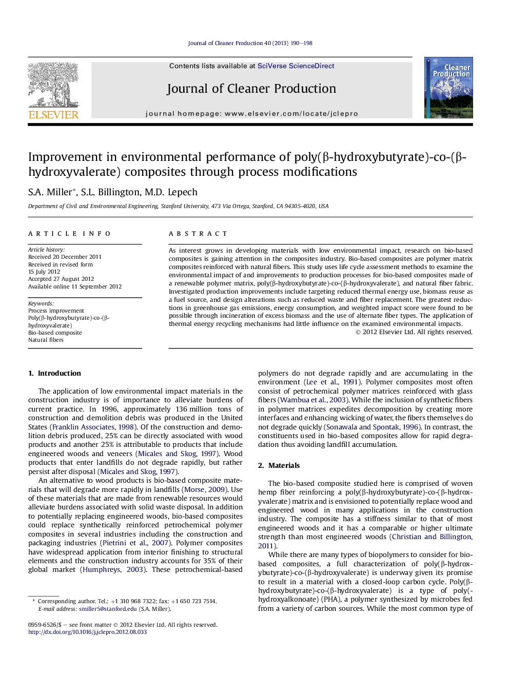 Improvement in environmental performance of poly(β-hydroxybutyrate)-co-(β-hydroxyvalerate) composites through process modifications