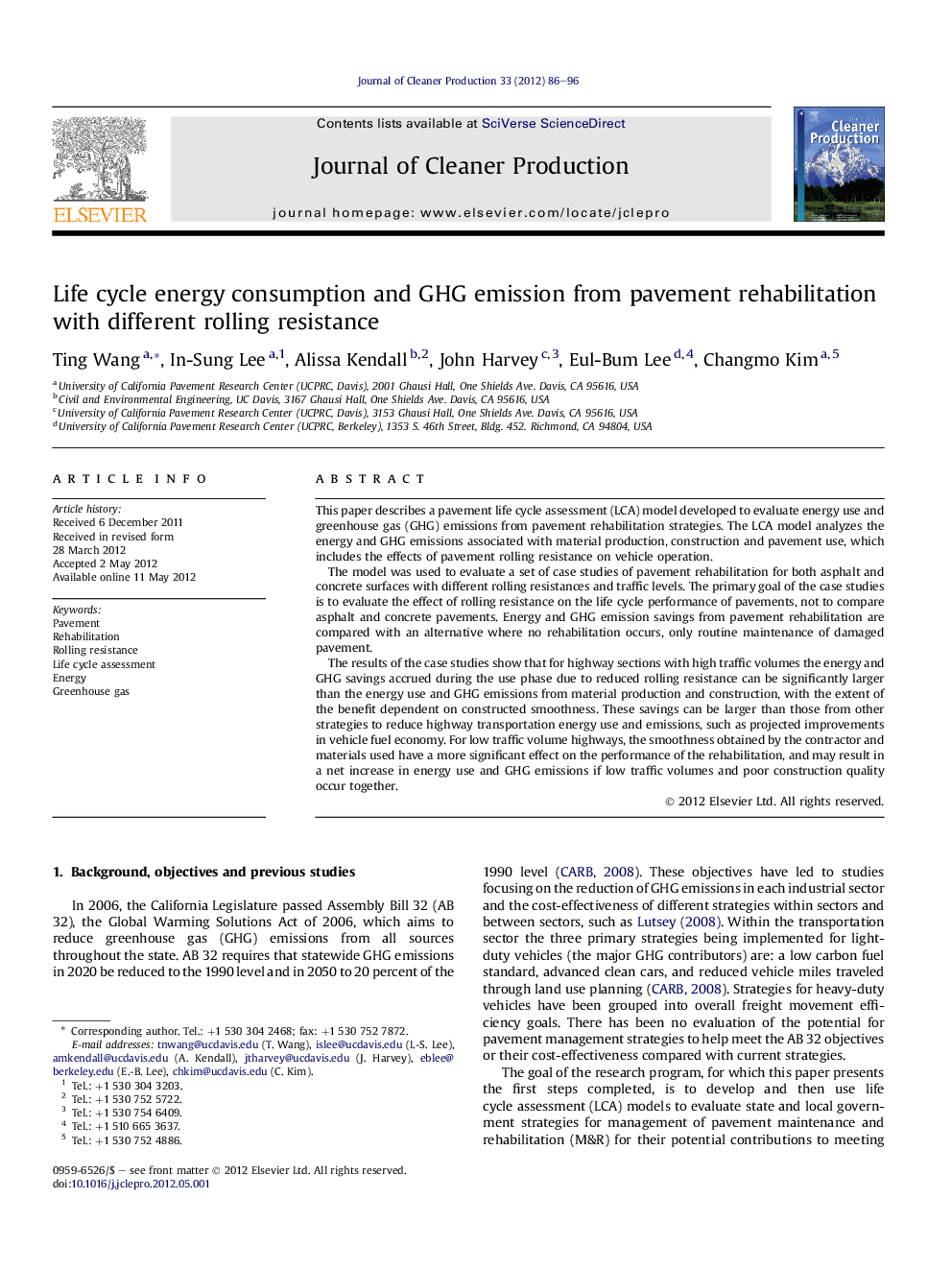عکس صفحه اول مقاله: Life cycle energy consumption and GHG emission from pavement rehabilitation with different rolling resistance Life cycle energy consumption and GHG emission from pavement rehabilitation with different rolling resistance