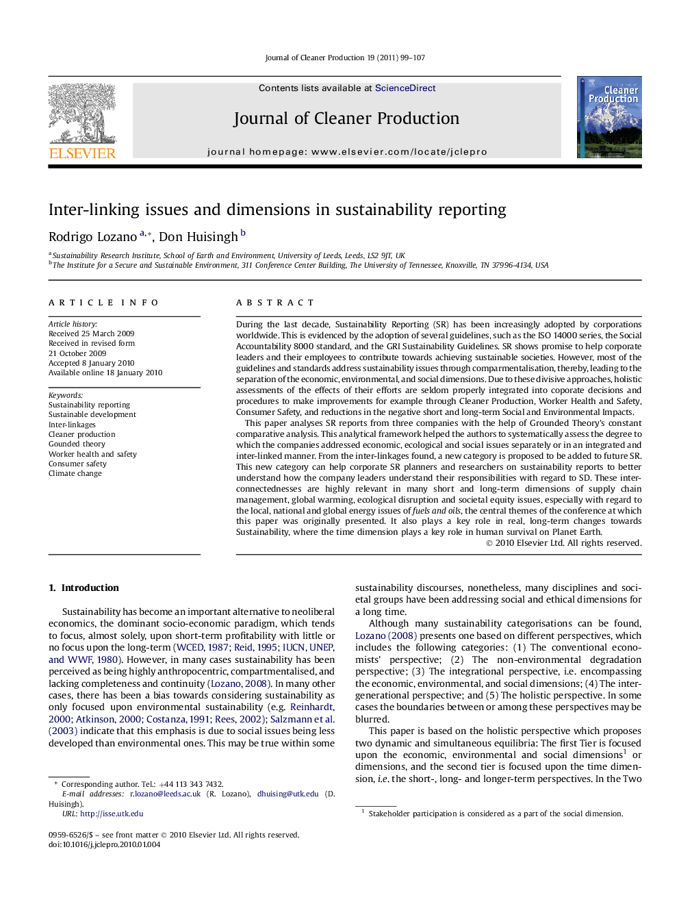 عکس صفحه اول مقاله: Inter-linking issues and dimensions in sustainability reporting Inter-linking issues and dimensions in sustainability reporting
