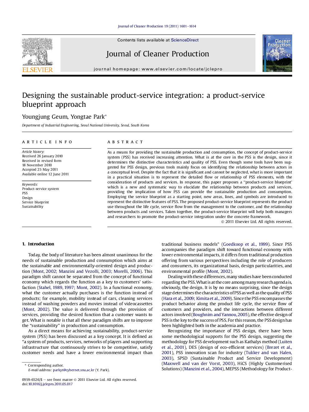 Designing the sustainable product-service integration: a product-service blueprint approach