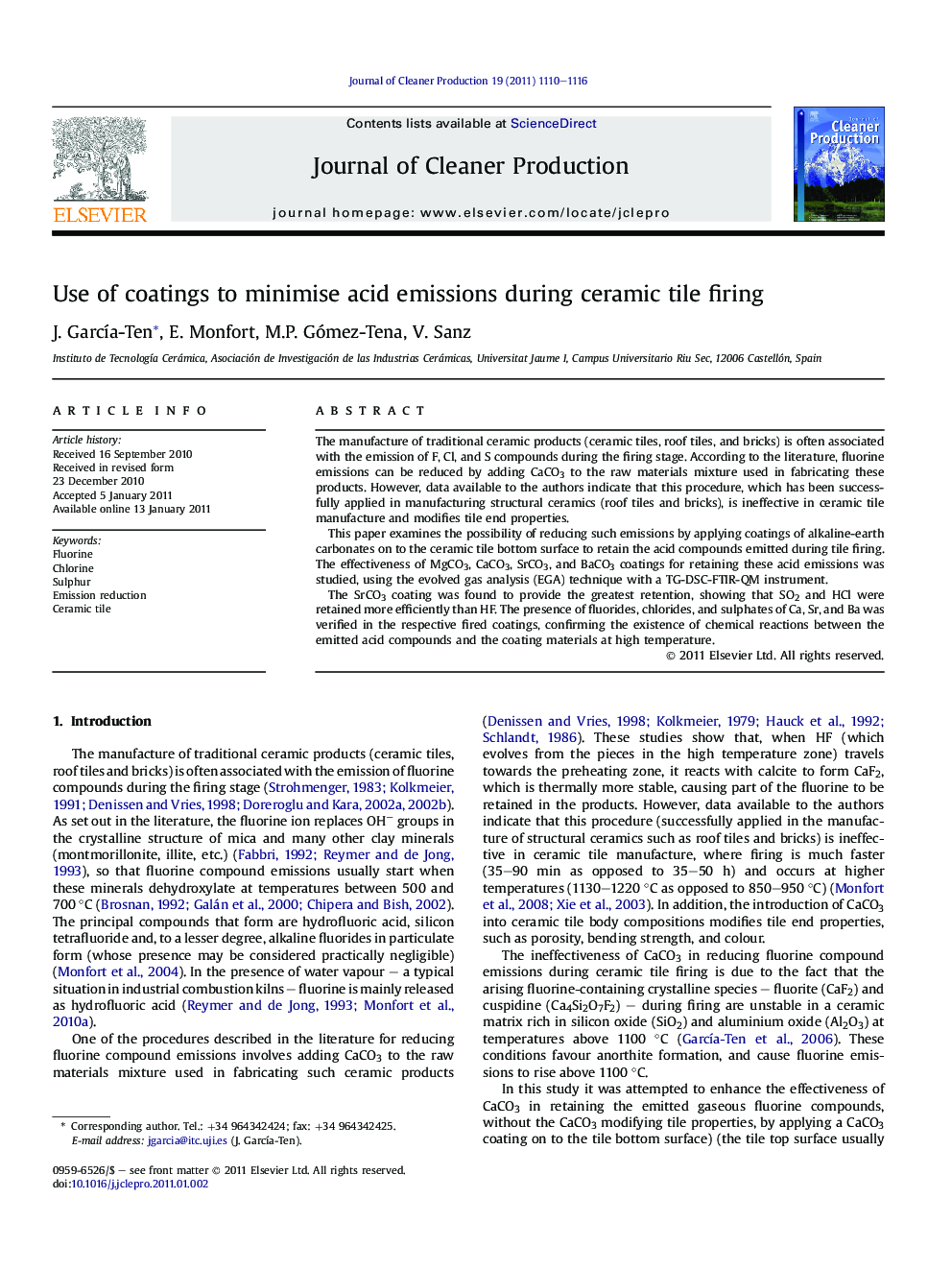 Use of coatings to minimise acid emissions during ceramic tile firing