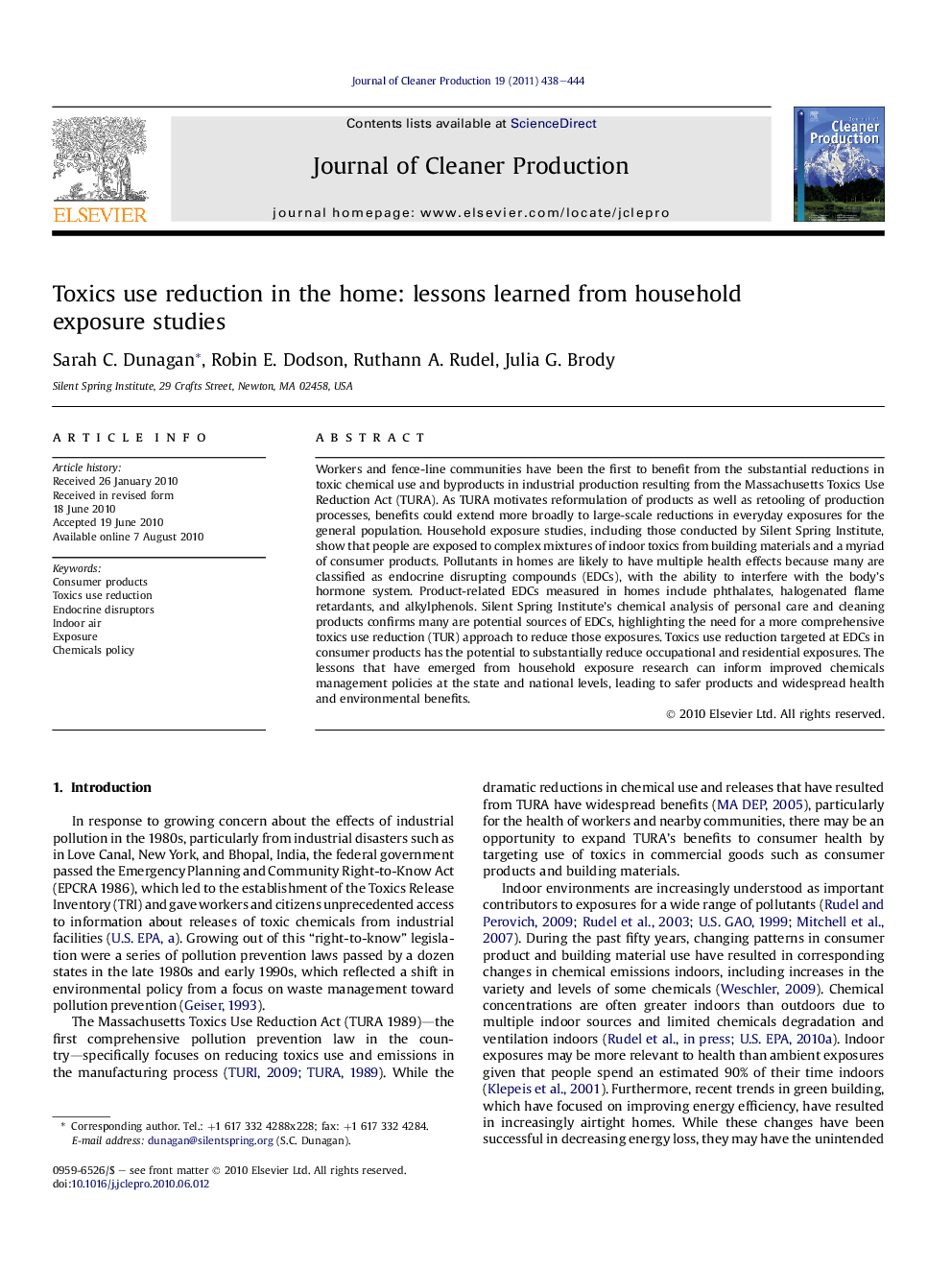 Toxics use reduction in the home: lessons learned from household exposure studies