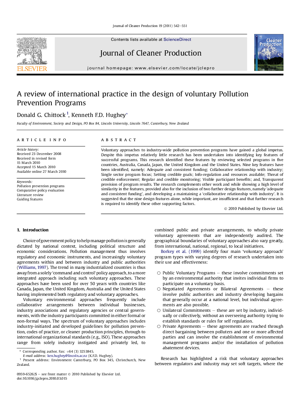 A review of international practice in the design of voluntary Pollution Prevention Programs