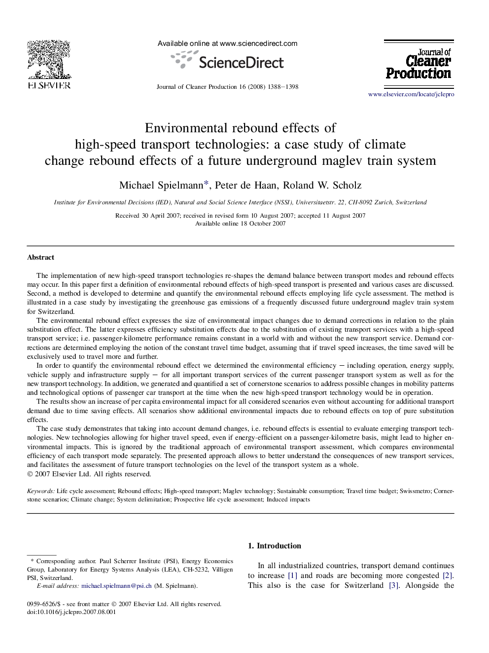 Environmental rebound effects of high-speed transport technologies: a case study of climate change rebound effects of a future underground maglev train system