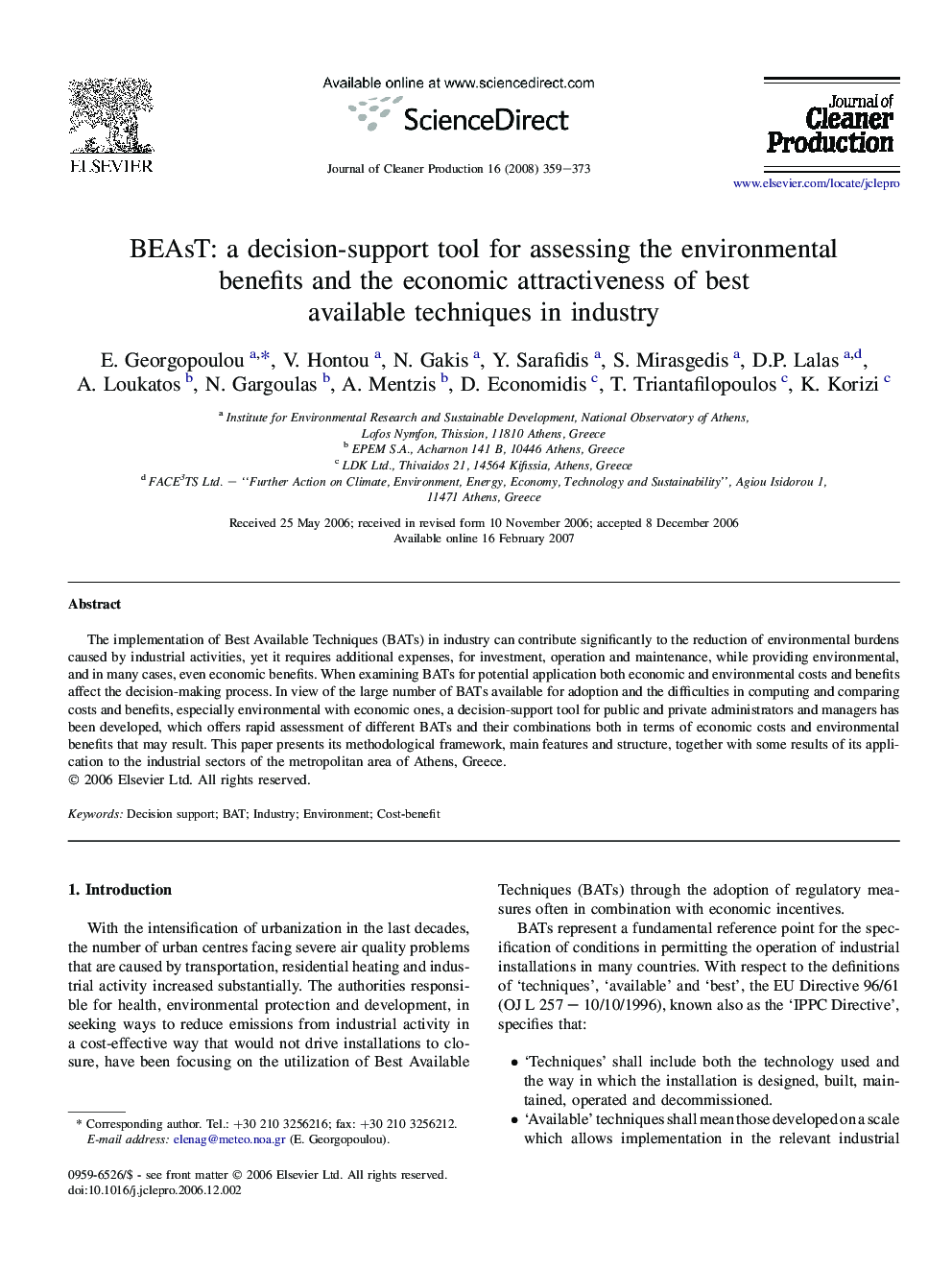 BEAsT: a decision-support tool for assessing the environmental benefits and the economic attractiveness of best available techniques in industry