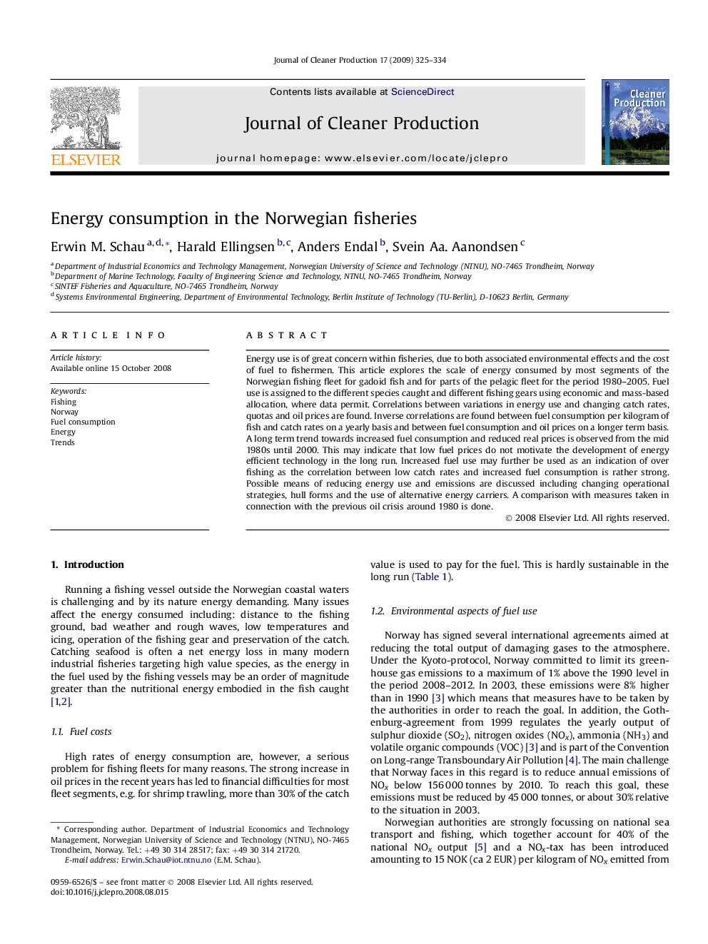 Energy consumption in the Norwegian fisheries