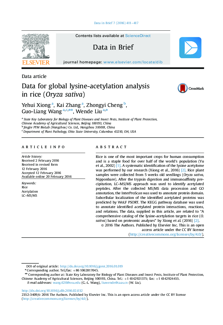Data for global lysine-acetylation analysis in rice (Oryza sativa)