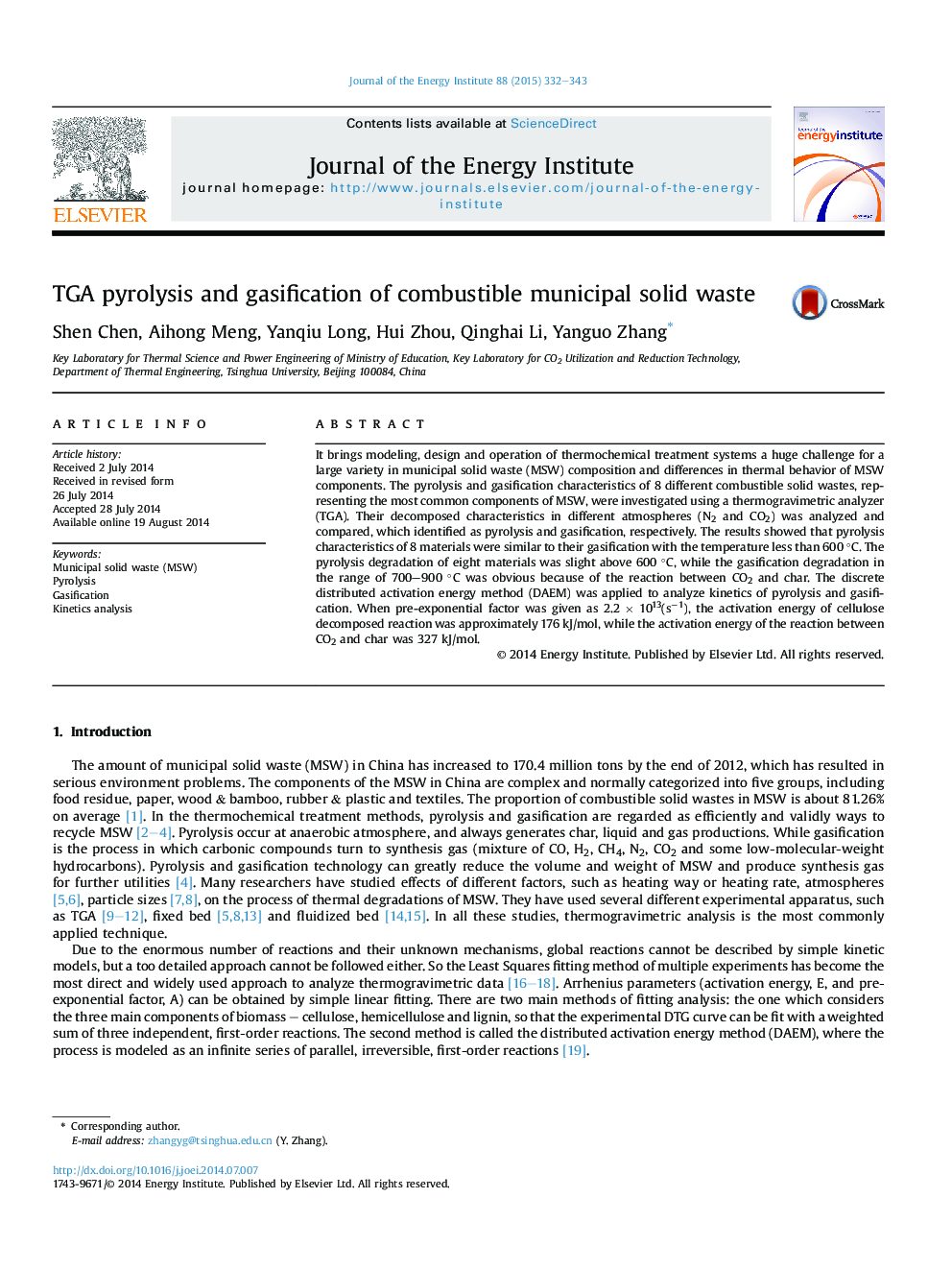 TGA pyrolysis and gasification of combustible municipal solid waste