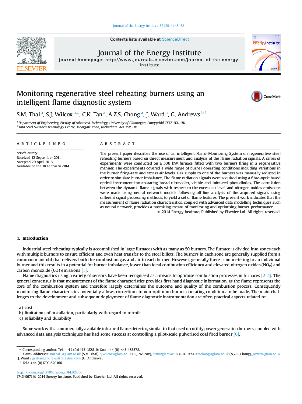 Monitoring regenerative steel reheating burners using an intelligent flame diagnostic system