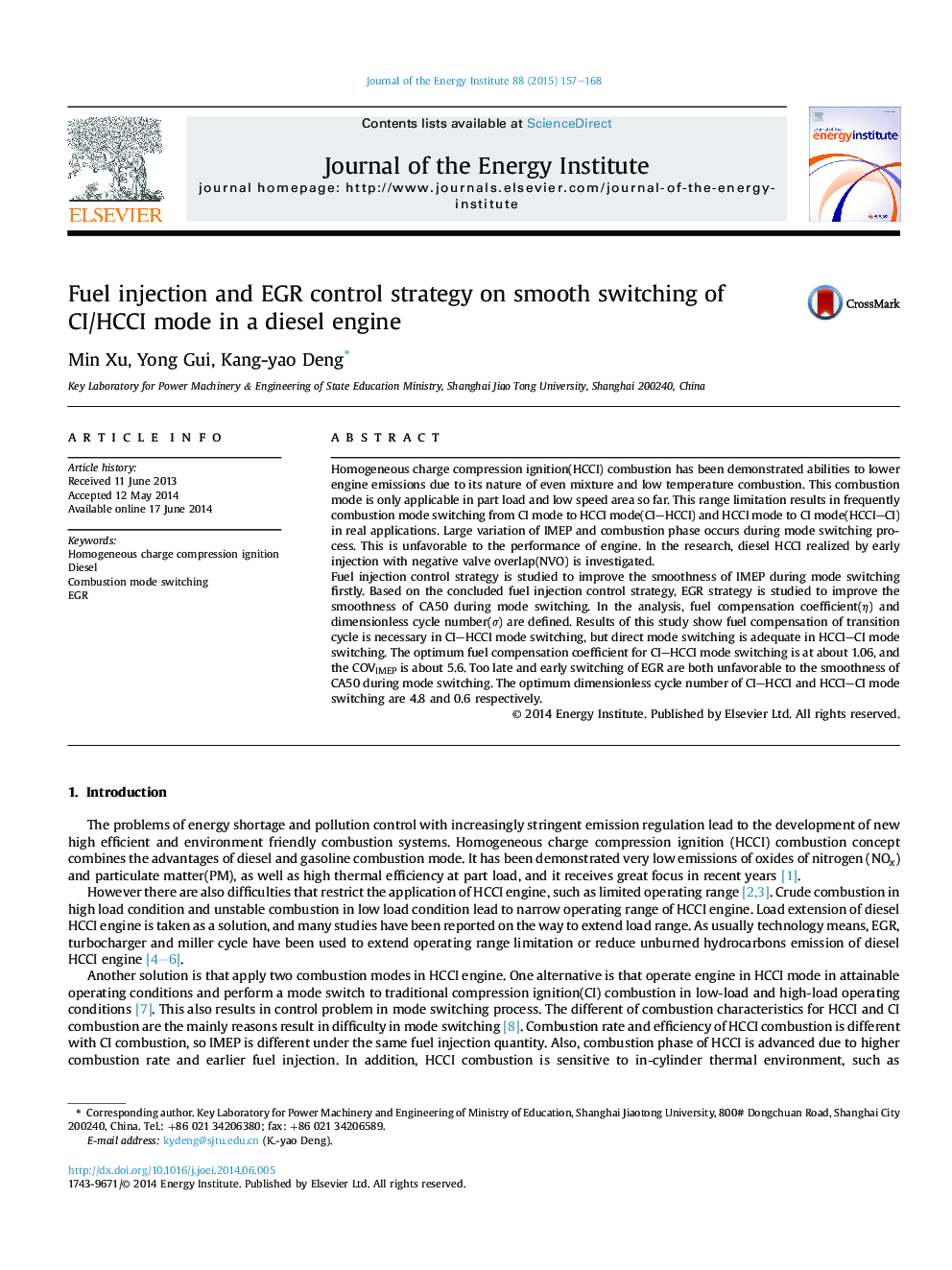 Fuel injection and EGR control strategy on smooth switching of CI/HCCI mode in a diesel engine