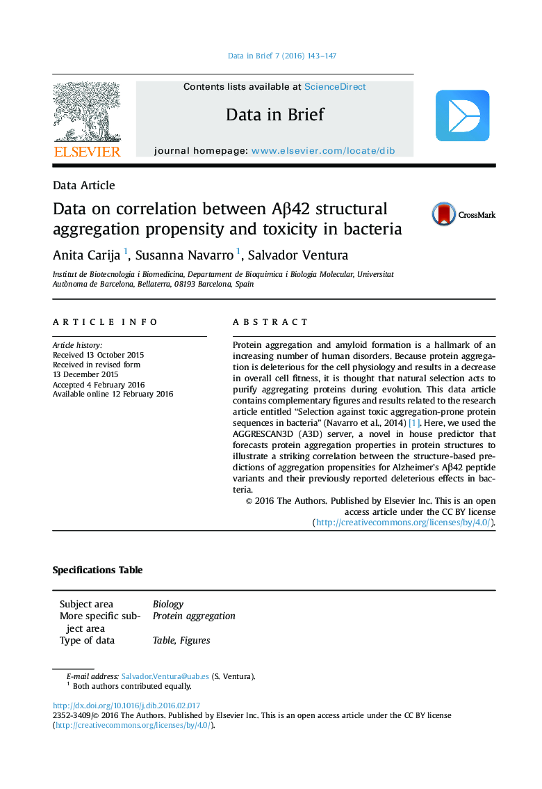 Data on correlation between Aβ42 structural aggregation propensity and toxicity in bacteria