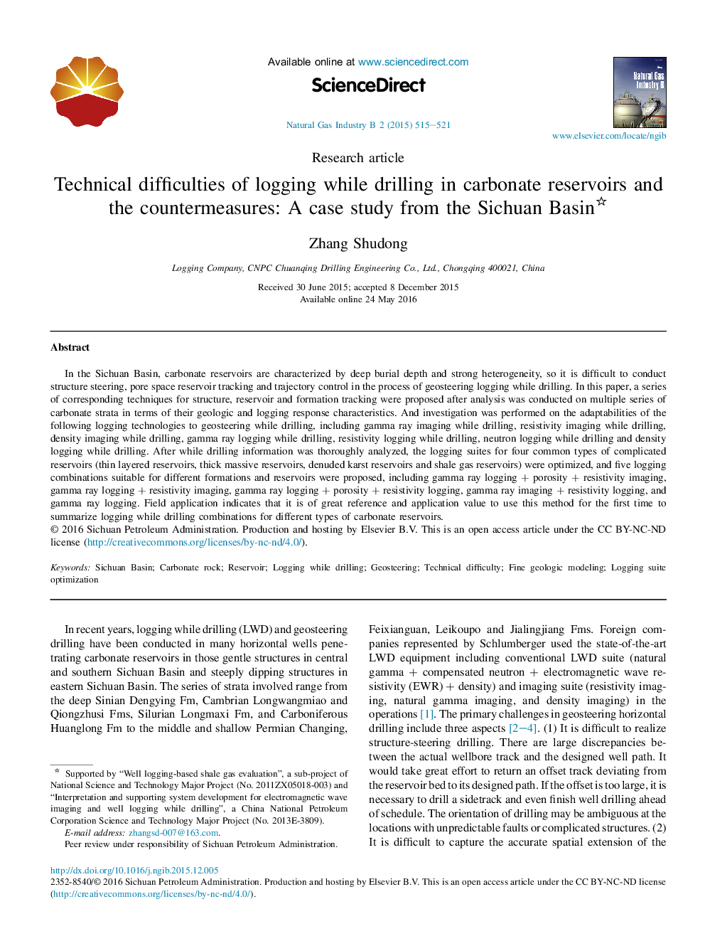 Technical difficulties of logging while drilling in carbonate reservoirs and the countermeasures: A case study from the Sichuan Basin 