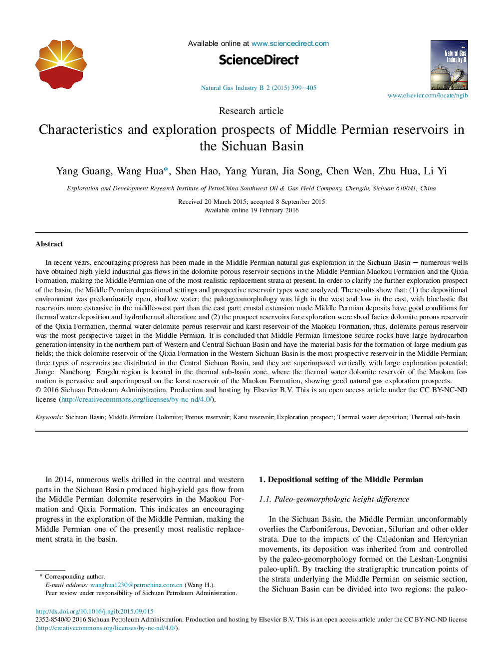 Characteristics and exploration prospects of Middle Permian reservoirs in the Sichuan Basin 